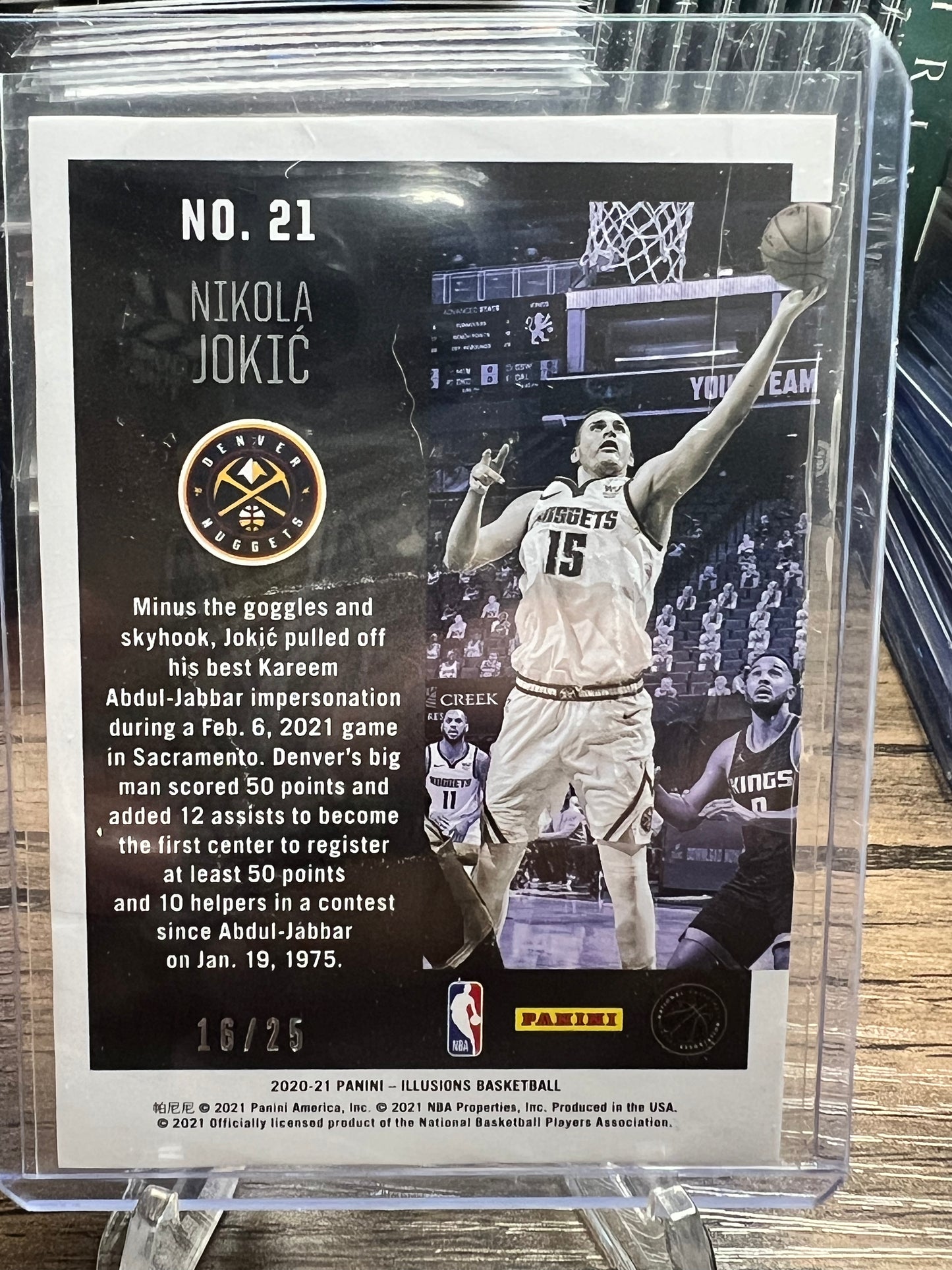 Nikola Jokic 2020-21 Panini illusions Season Highlights # 21 Refractor 16/25