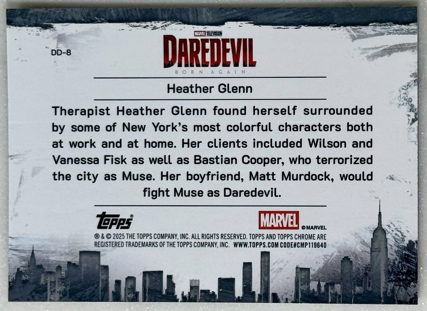 Heather Glenn 2025 Topps Chrome Marvel Studios Daredevil Born Again Insert #DD-8