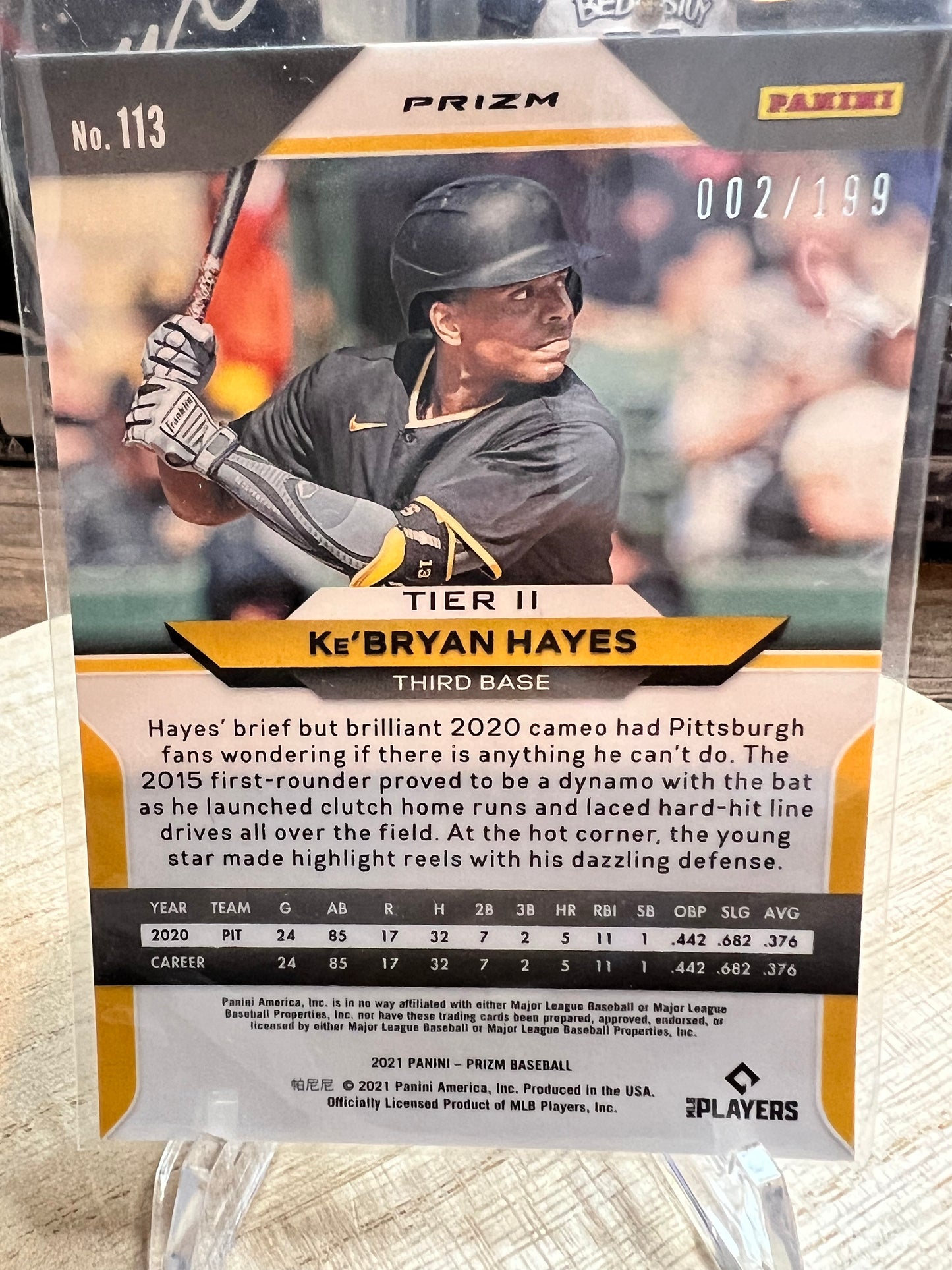 2021 Panini Prizm Prizms Blue Donut Circles #002 Ke'Bryan Hayes /199