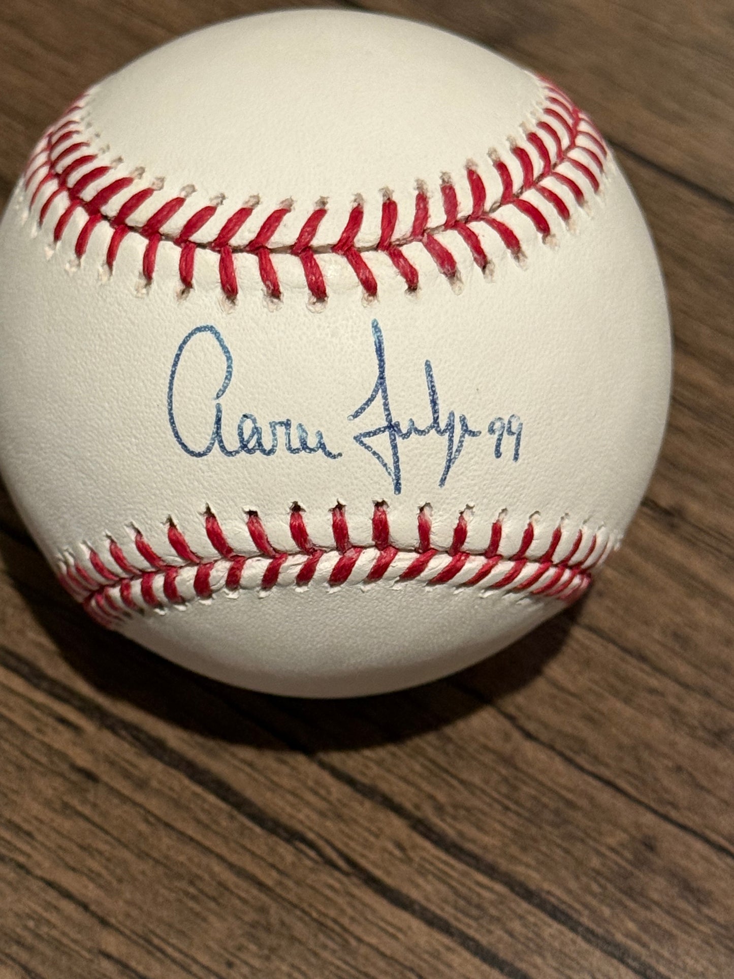 Aaron Judge Rookie Autographed Baseball w/ 99 inscription. JSA