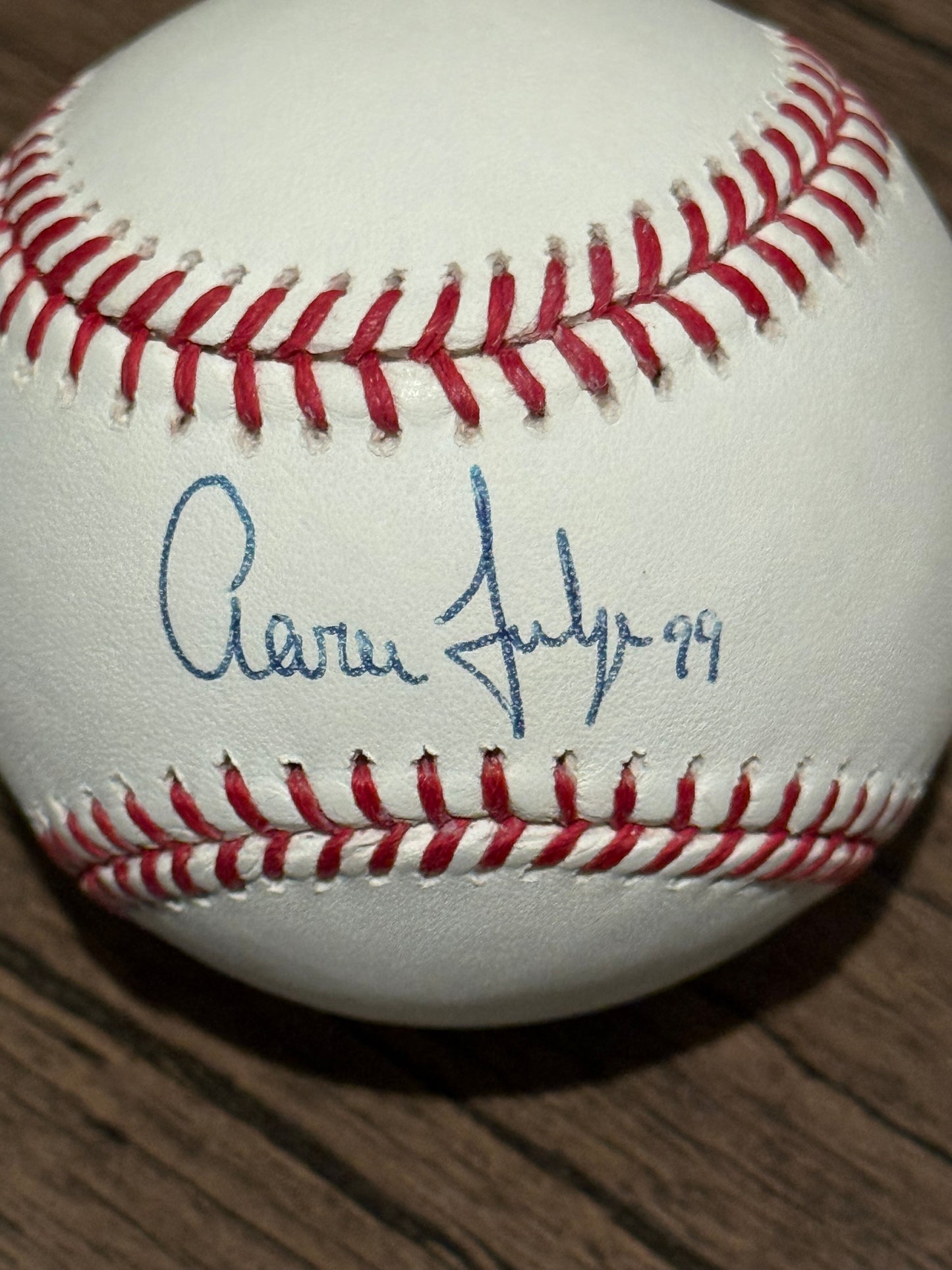 Aaron Judge Rookie Autographed Baseball w/ 99 inscription. JSA