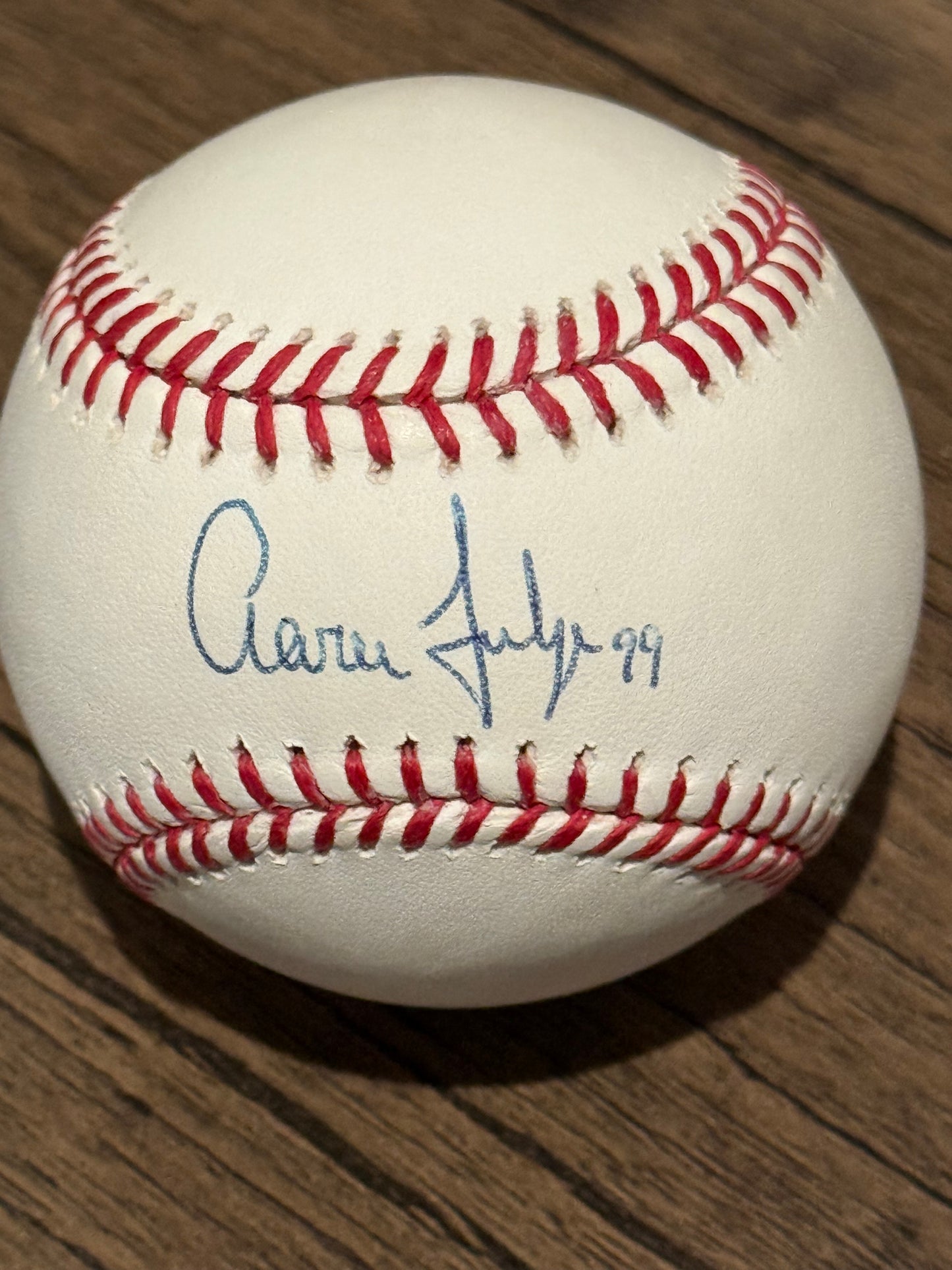 Aaron Judge Rookie Autographed Baseball w/ 99 inscription. JSA