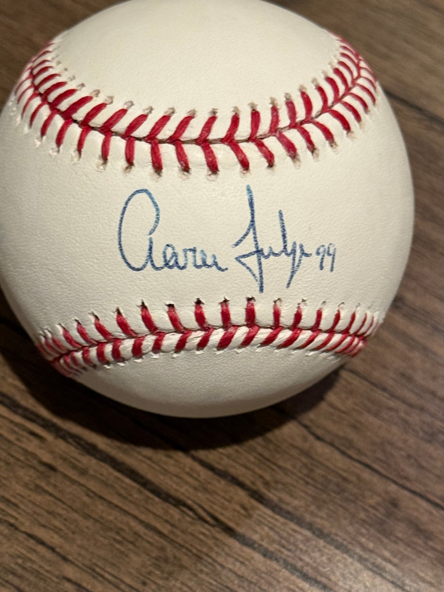 Aaron Judge Rookie Autographed Baseball w/ 99 inscription. JSA