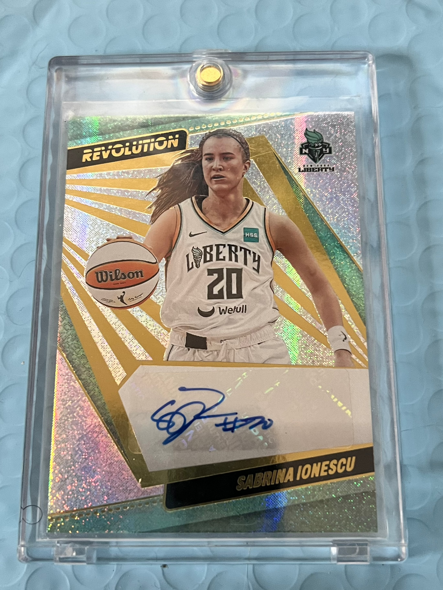 2021-22 Panini Revolution WNBA Sabrina Ionescu Auto, No. AG-SIO New York Liberty