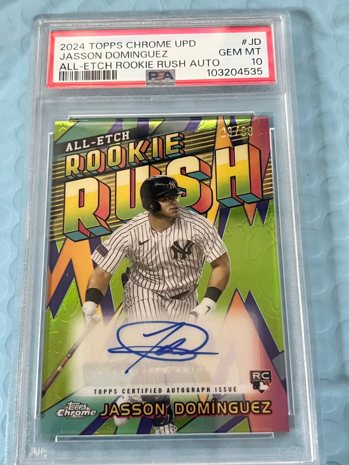 2024 TOPPS CHROME JASSON DOMINGUEZ ROOKIE AUTO PSA 10 GEM MINT