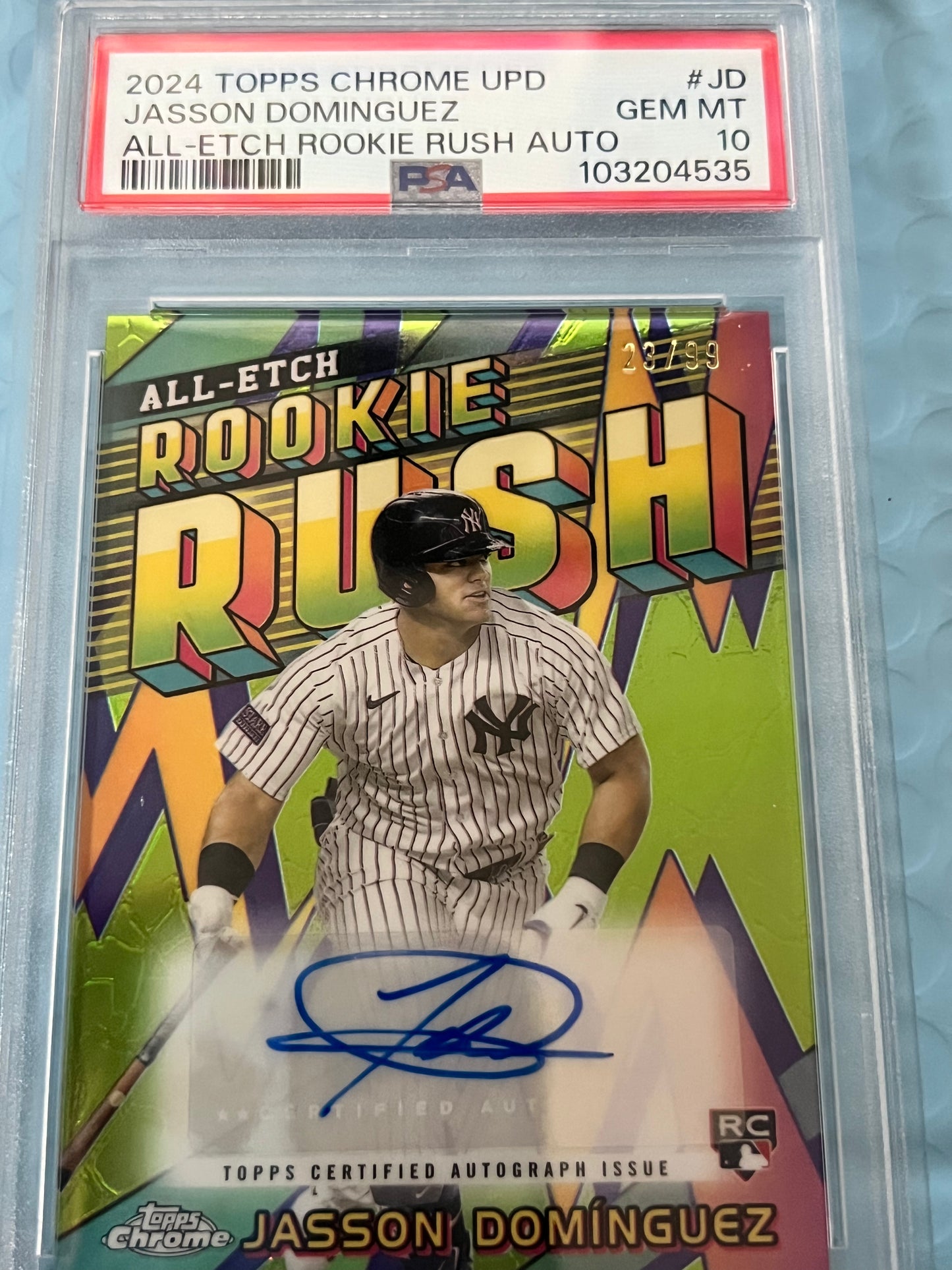 2024 TOPPS CHROME JASSON DOMINGUEZ ROOKIE AUTO PSA 10 GEM MINT