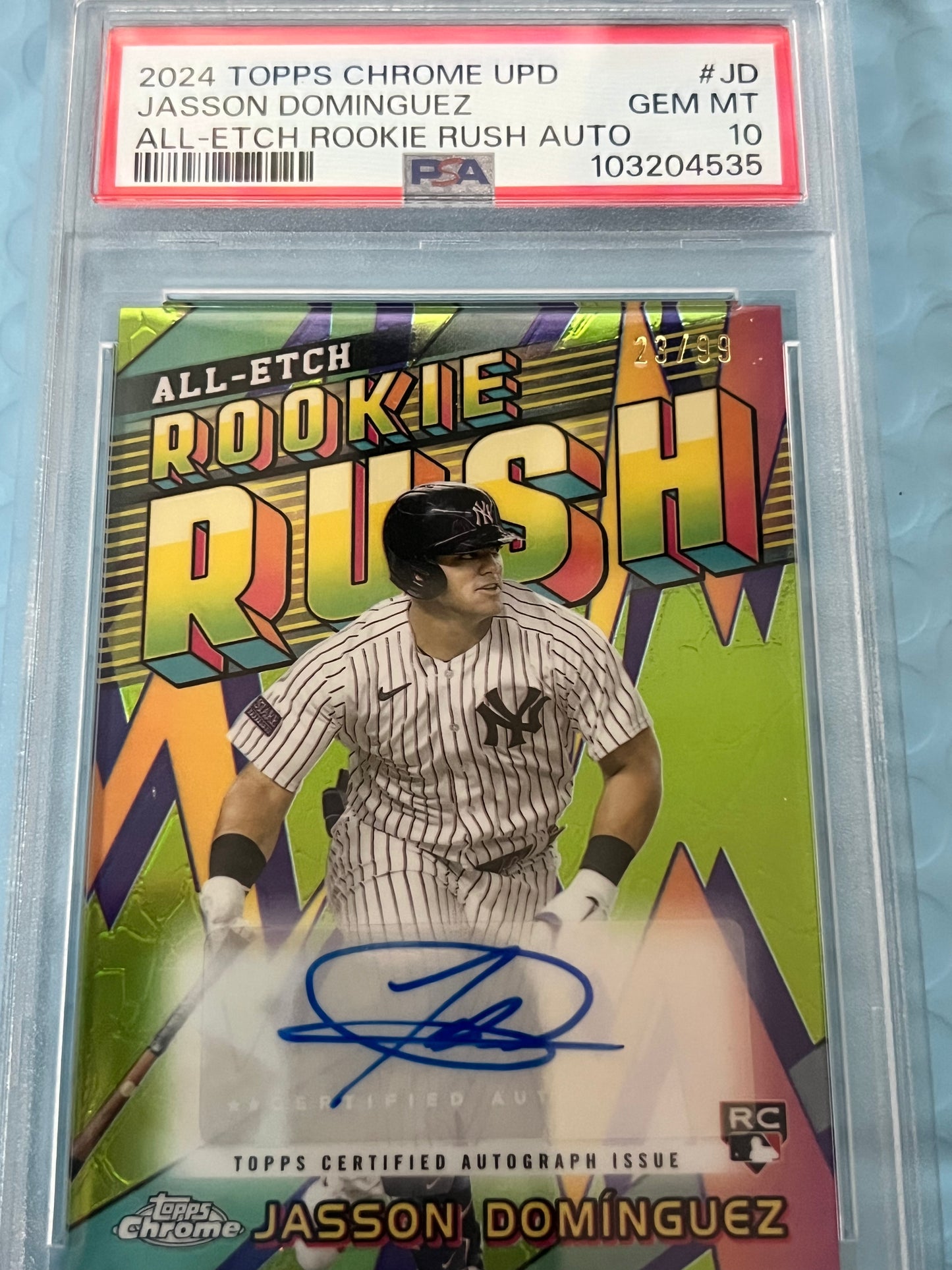 2024 TOPPS CHROME JASSON DOMINGUEZ ROOKIE AUTO PSA 10 GEM MINT