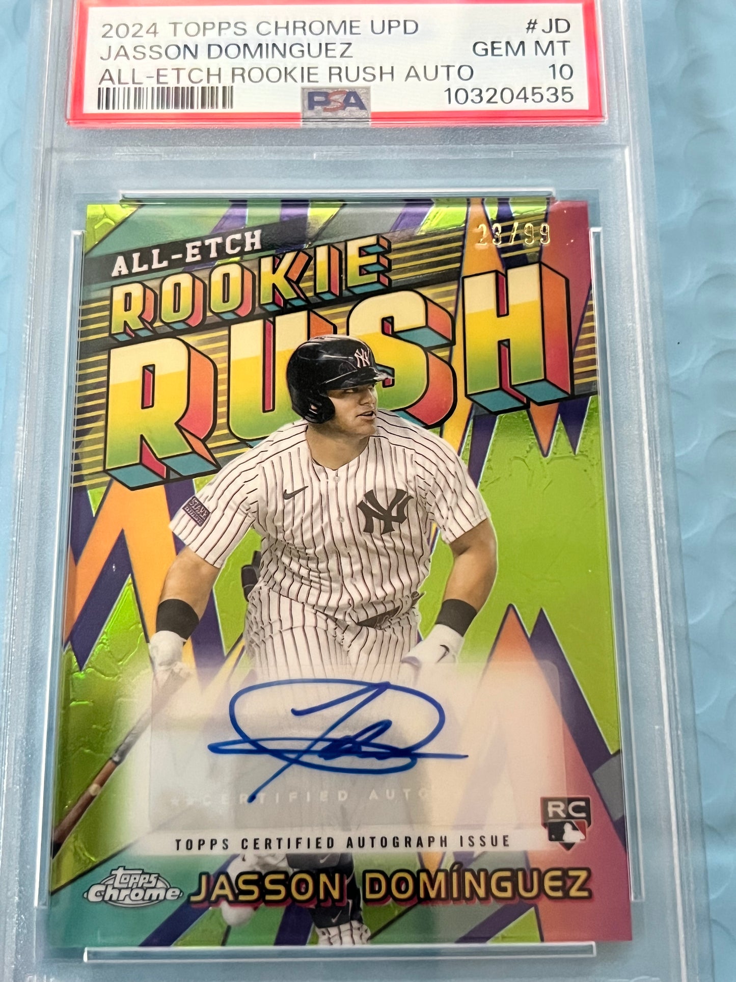 2024 TOPPS CHROME JASSON DOMINGUEZ ROOKIE AUTO PSA 10 GEM MINT
