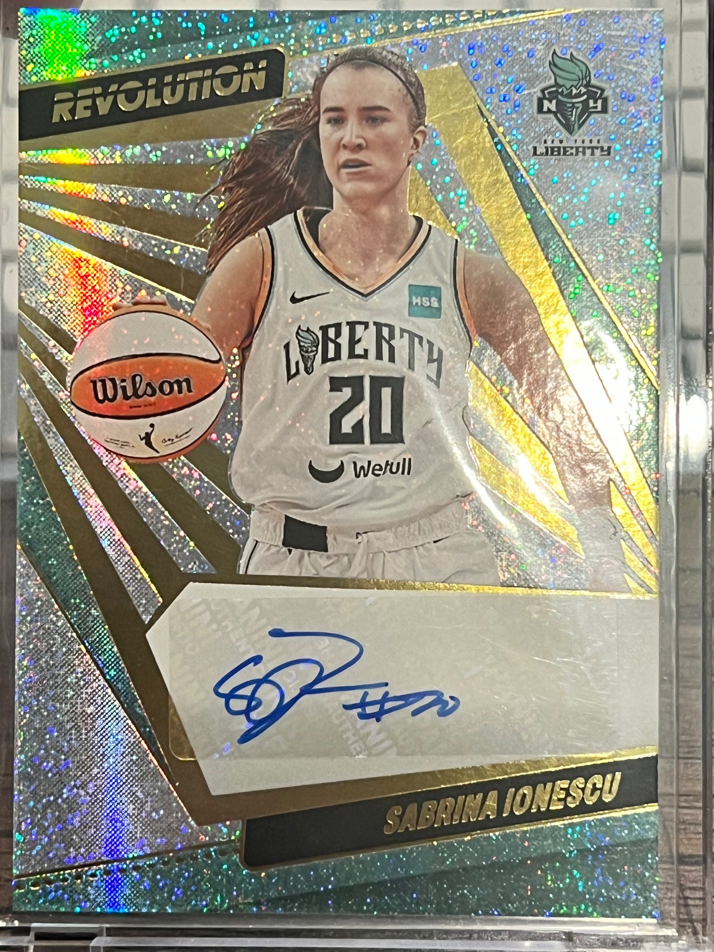2021-22 Panini Revolution WNBA Sabrina Ionescu Auto, No. AG-SIO New York Liberty