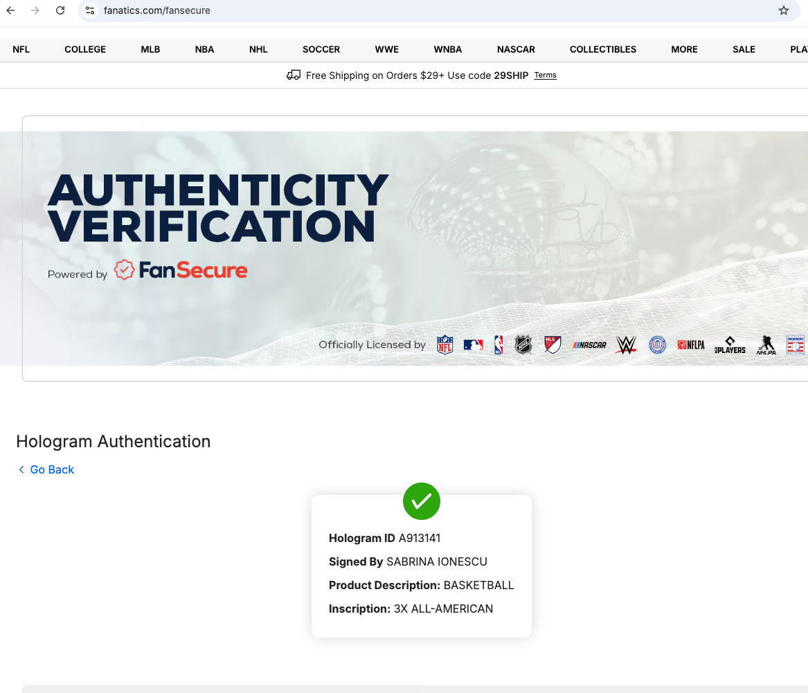 Sabrina Ionescu Signed Basketball ''3x All American'' Inscription Fanatics COA