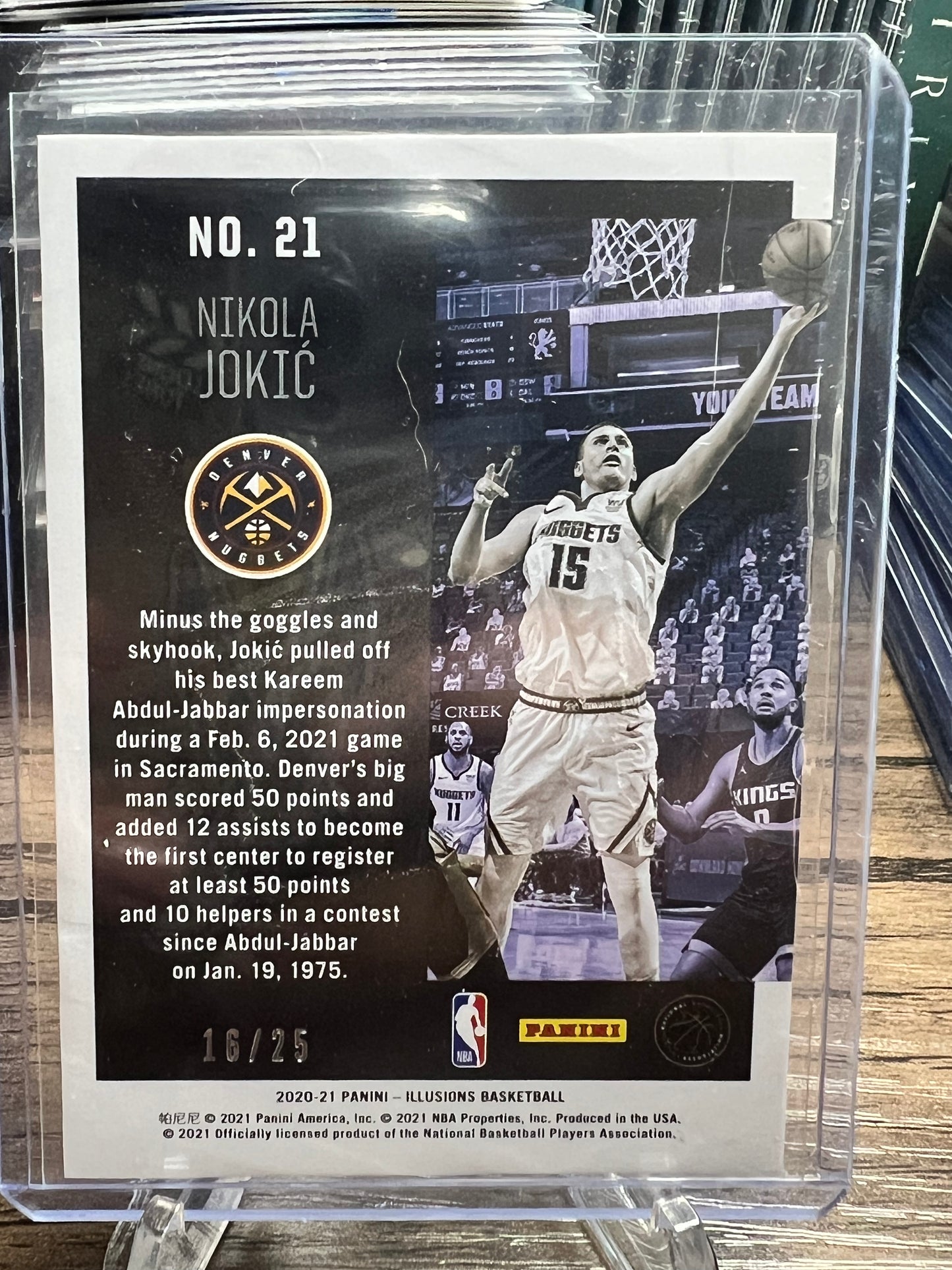 Nikola Jokic 2020-21 Panini illusions Season Highlights # 21 Refractor 16/25