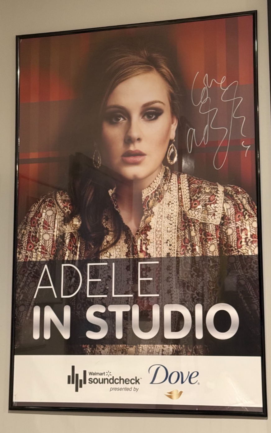 Adele Autographed In Studio Walmart Soundcheck Poster (JSA) (LOA)