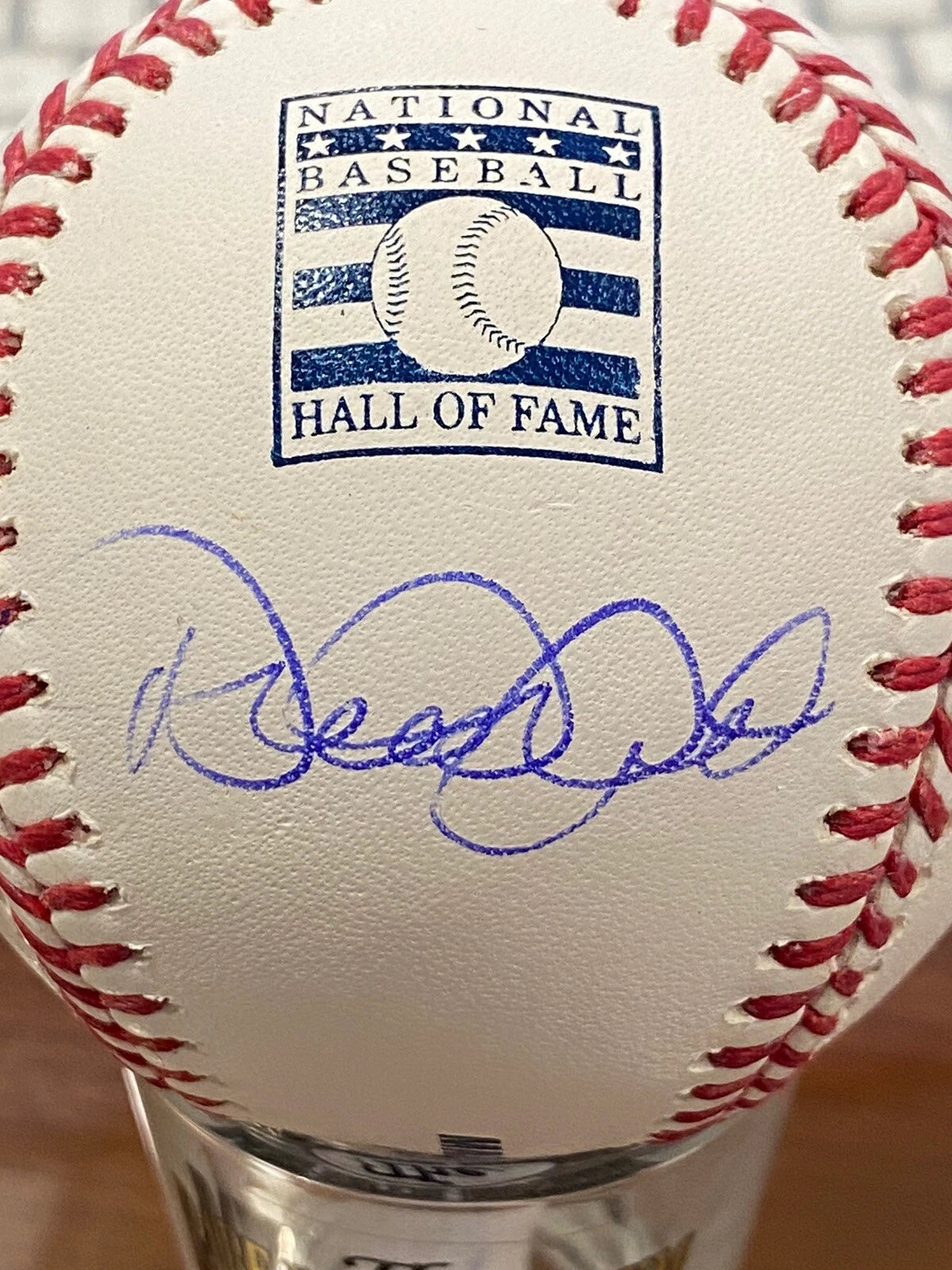 Derek Jeter Autographed Baseball HOF logo. JSA