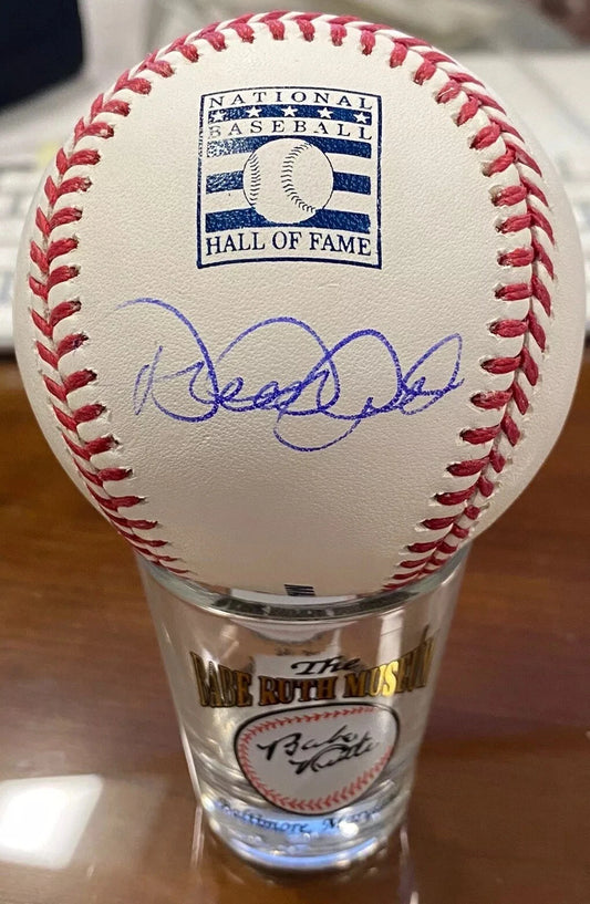 Derek Jeter Autographed Baseball HOF logo. JSA