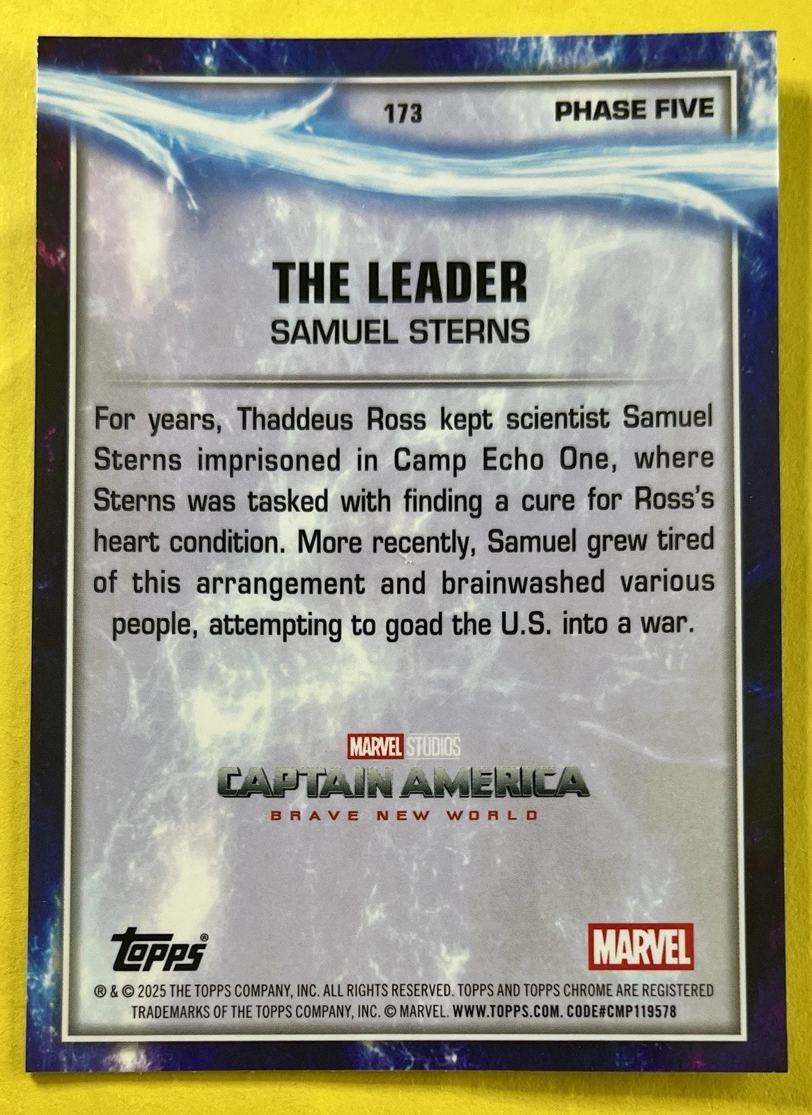The Leader Samuel Sterns 2025 Topps Chrome Marvel Studios RAYWAVE REFRACTOR #173