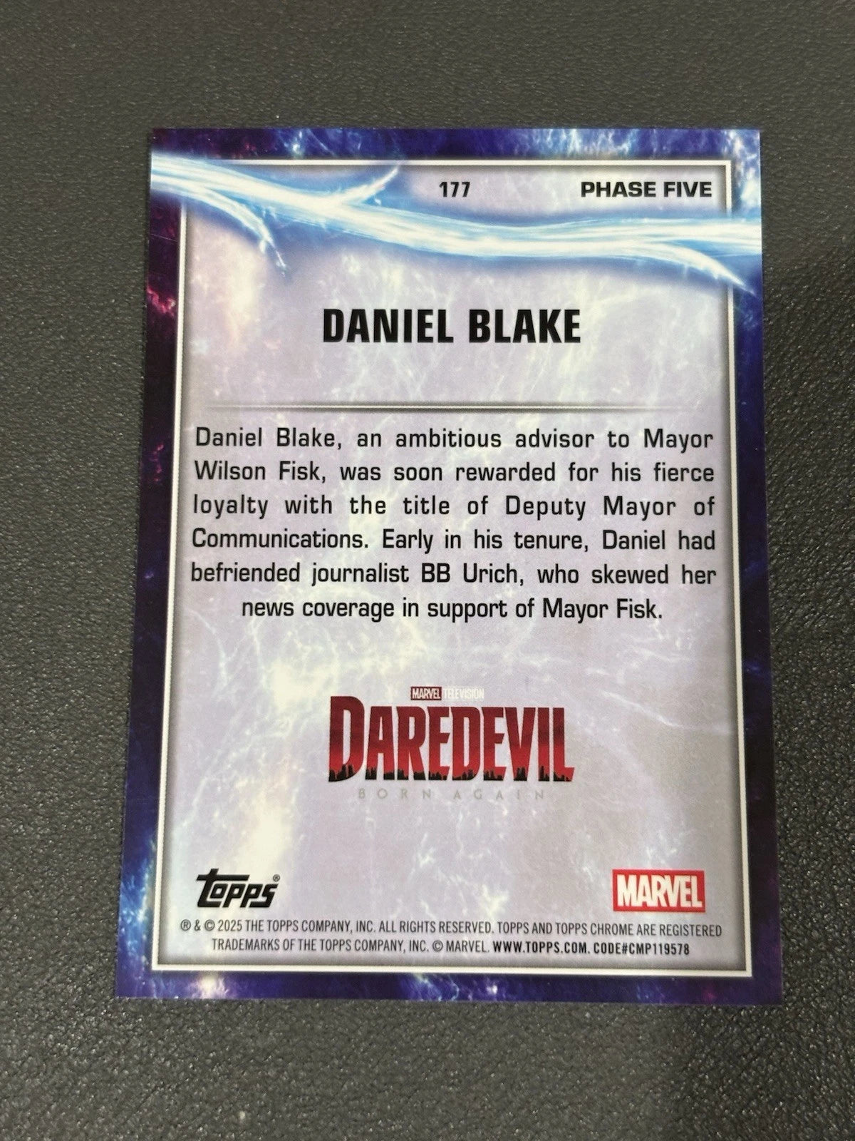 Daniel Blake 2025 Topps Chrome Marvel Studio #177 Sky Blue Raywave Refractor