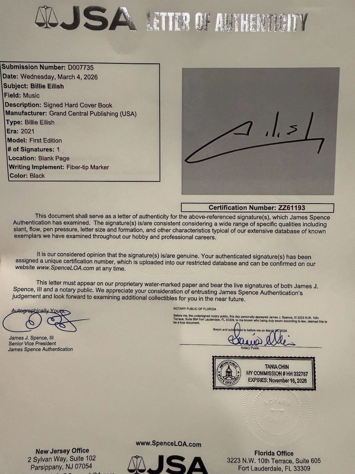 Billie Eilish (Signed Edition) - Hardcover By Eilish, Billie - NEW.  (JSA)