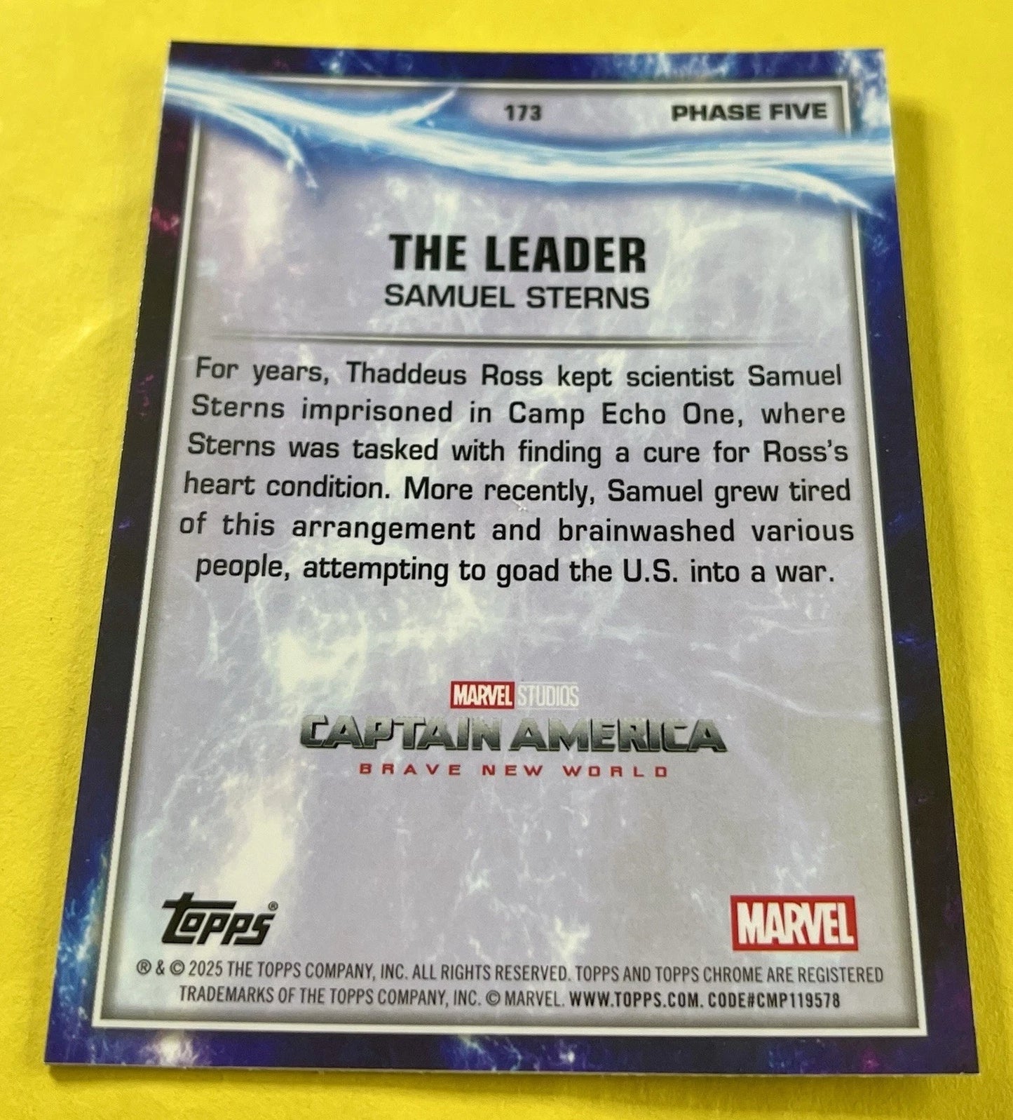 The Leader Samuel Sterns 2025 Topps Chrome Marvel Studios RAYWAVE REFRACTOR #173