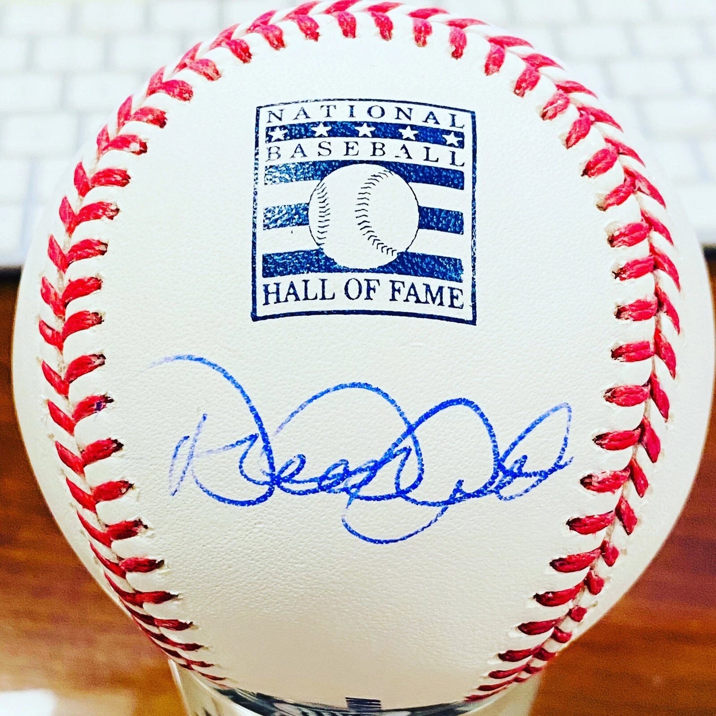 Derek Jeter Autographed Baseball HOF logo. JSA