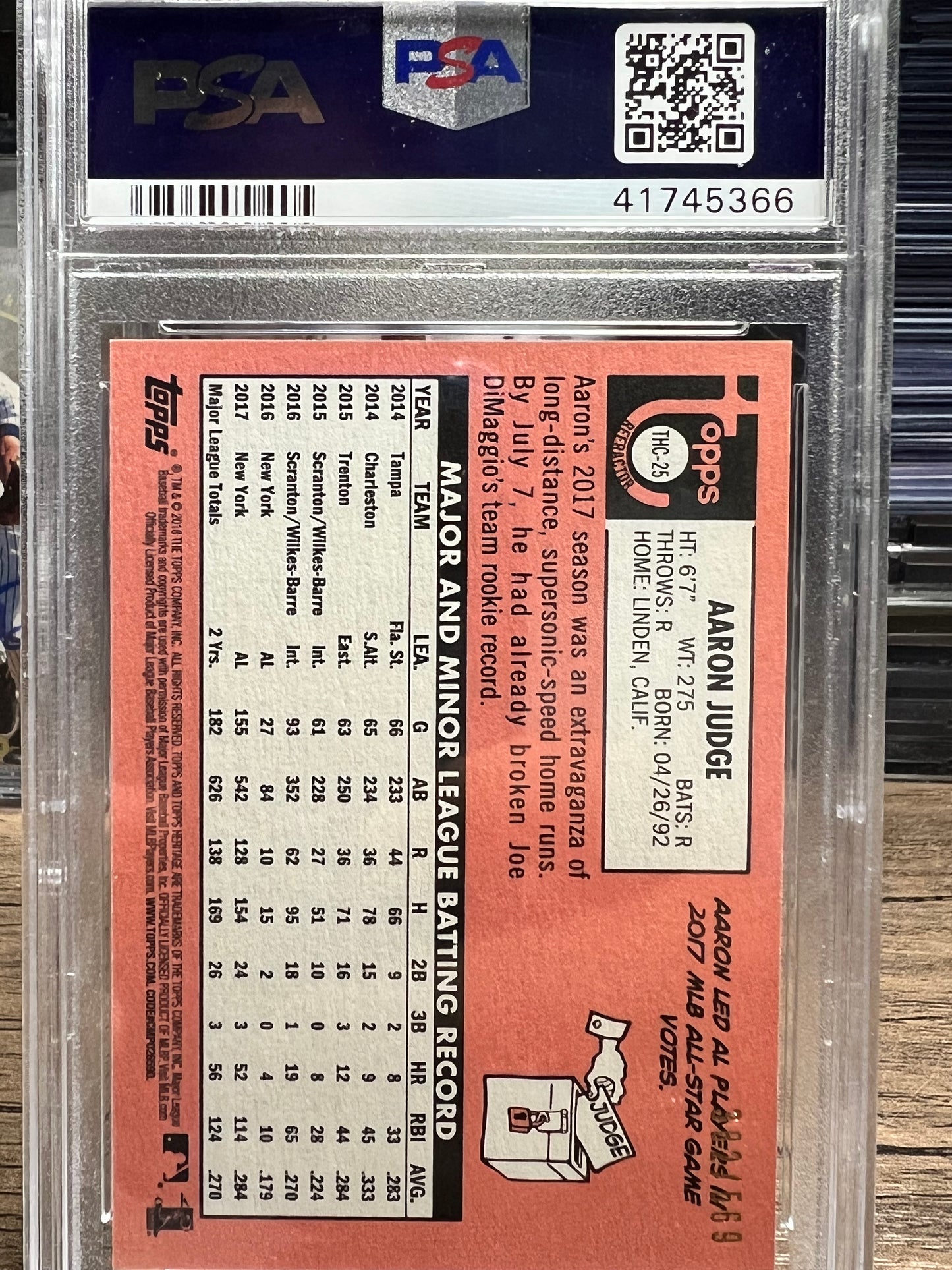 2018 Topps Heritage #25 AARON JUDGE /569 Chrome-Refractor PSA 10 GEM MINT