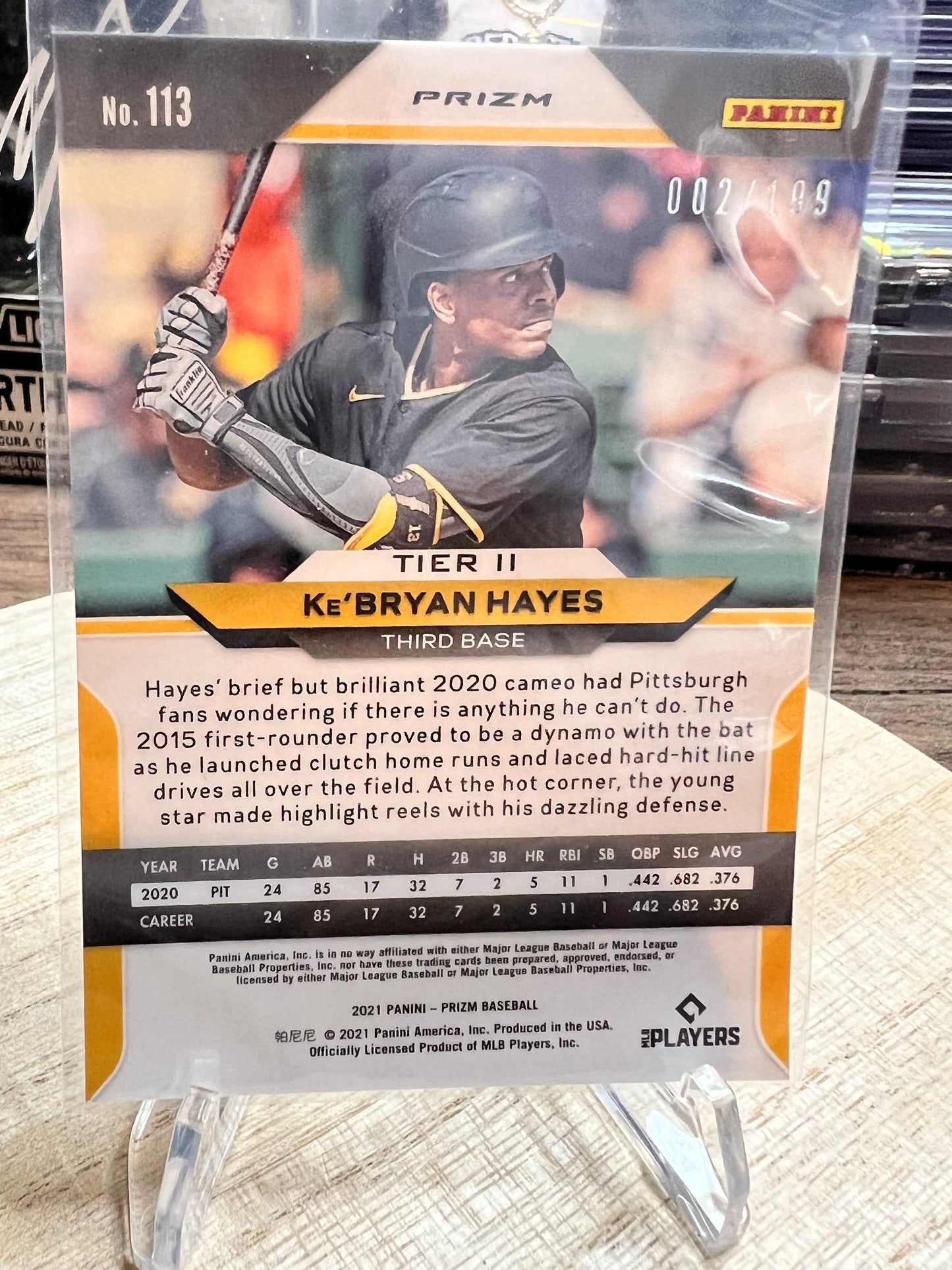 2021 Panini Prizm Prizms Blue Donut Circles #002 Ke'Bryan Hayes /199