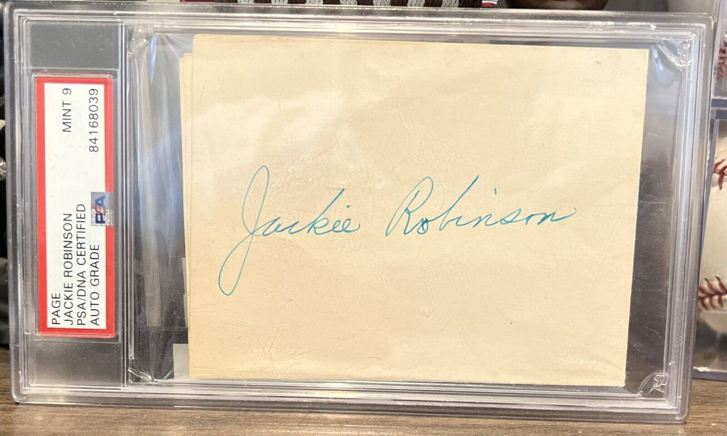 Jackie Robinson Autographed Page PSADNA MINT 9